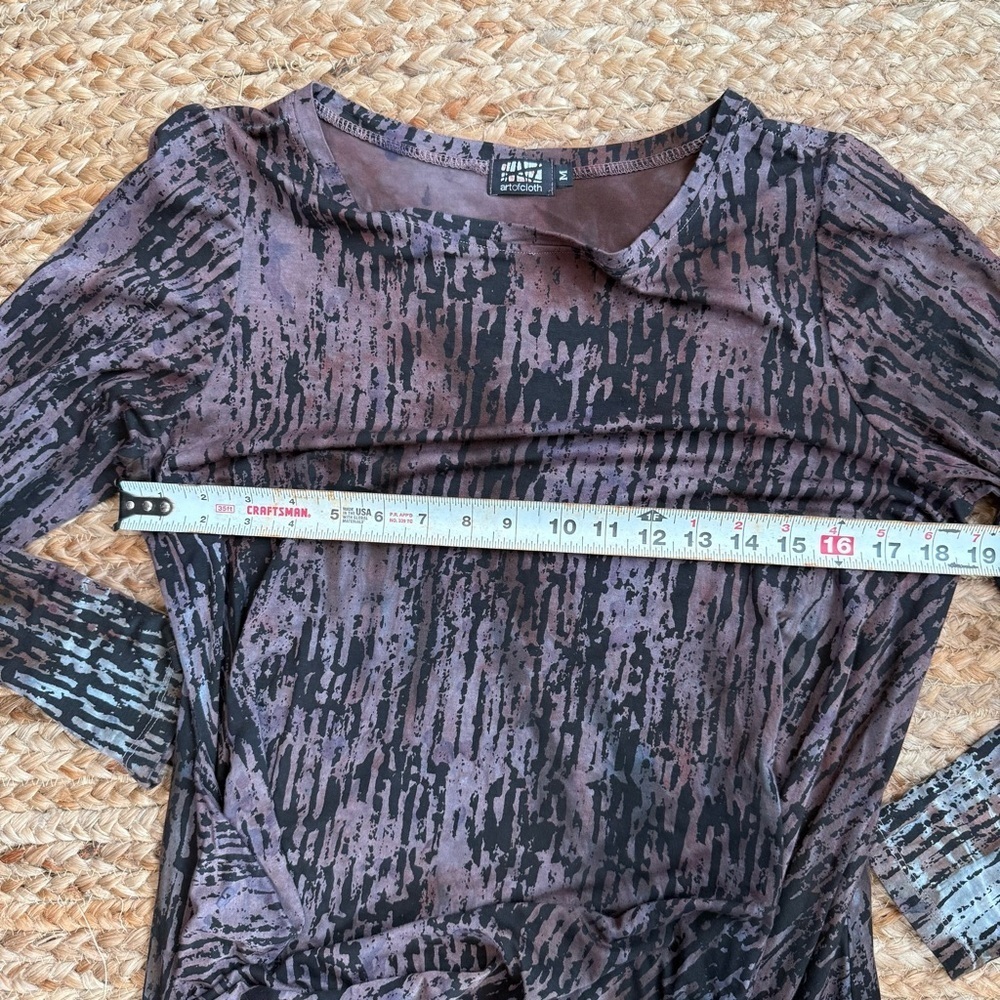 Art of Cloth Medium Tie Dye Boho Stretchy Long Sleeve Dress with ruched details - Picture 5 of 6
